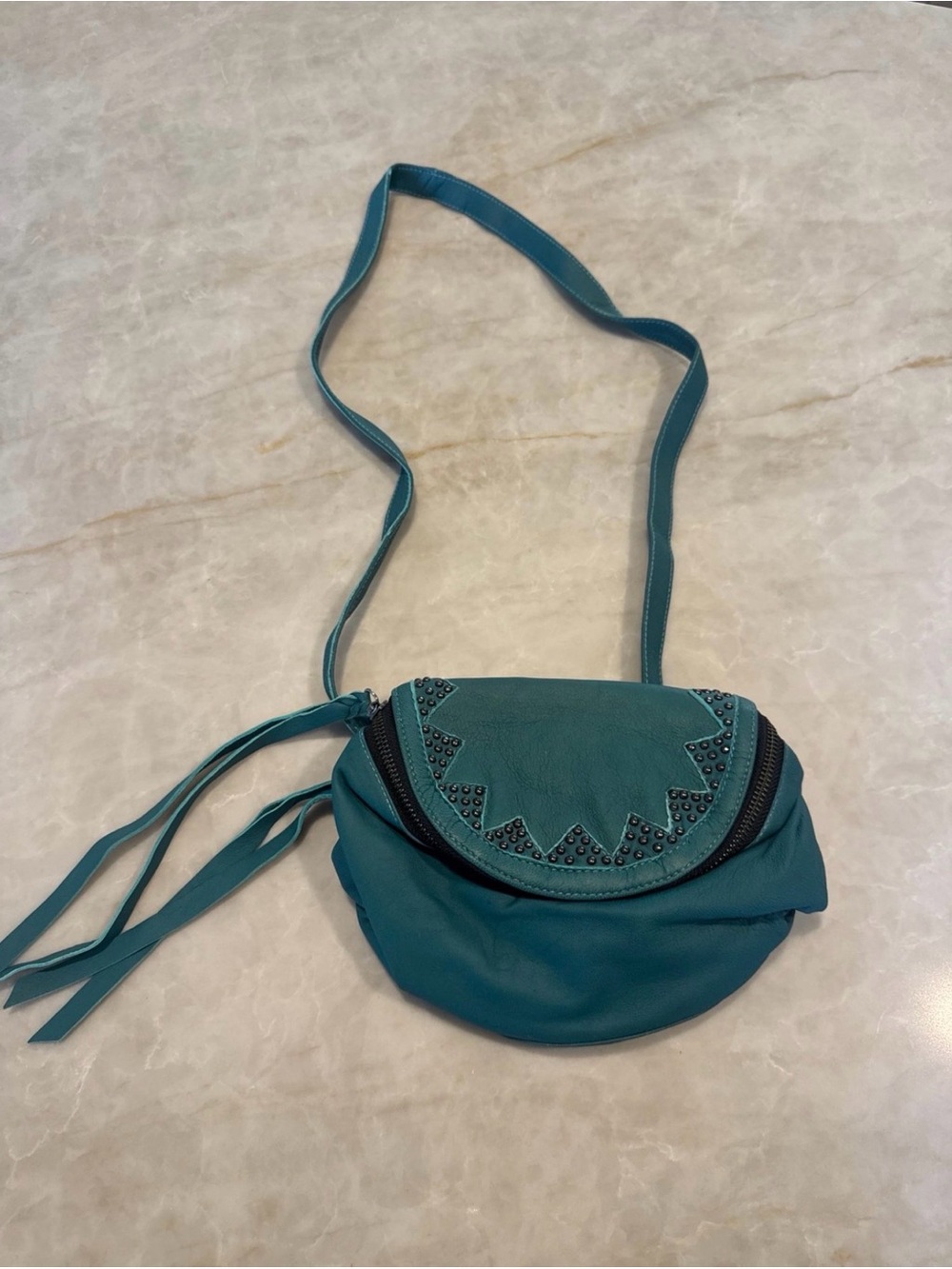 Cleobella Teal Crossbody Bag with Studded detail